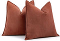 MIULEE Pack of 2 Rust Decorative Pillow Covers 26x26 Inch Chenille Luxurious Couch Throw Pillows Farmhouse Cushion Covers Euro Shams with Elegant Design for Sofa Bedroom Living Room Home Decor