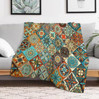 Boho Floral Throw Blanket Mandala Colorful Bohemian Flowers Art Pattern Blanket for Sofa Bed Couch Chair Or Dorm 50"x60"