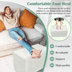 Rectangular Pouf Ottoman, Stuffed Floor Pouf with Foam Chunk Filling, Soft Coral Fleece Furry Foot Rest Stool, Multi-Use Ottoman for Living Room, White
