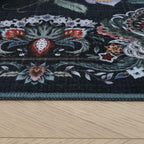 Rugcomf Vintage Paisley Rugs for Living Room 5'x7' - Machine Washable Area Rug, Non-Slip Low Pile Floral Carpet for Bedroom, Dining Room, Farmhouse, Office, Kids Playroom - Green