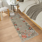 Lahome Floral Kitchen Runner, 2X6 Washable Runner Rug Non-Slip, Ultra-Thin Soft Hallway Rug Stain Resistant Boho Carpet for ‎Bedroom Laundry Bathroom Flore, Brown