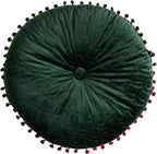 Round Throw Pillow Thickened Seat Cushion Sofa Cushion Meditation Pillow Living Room Window Balcony Decoration Pillow (15.7in, Blackish Green)