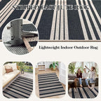 Lahome Elance Striped Easy Jute Outdoor Patio Rug, Washable 5x7 Area Rugs for Living Room Office Indoor Outdoor Carpet, Farmhouse Non Shedding Stain Resistance Carpet for Dining Room Backyard Deck