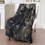 Mystical Black Wolf Flannel Blanket 60x80in,Enchanted Forest Floral Night Design,Soft Lightweight Throw for Wolf Lovers,Fantasy Fans,Wiccan Decor and Dark Aesthetic Rooms Gifts Blankets