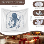 HUGANE Whale Shark Christian Tapestry, Isaiah 43:2 Bible Verse Tapestry Wall Hanging, Religious Bible Scripture Wall Blanket Backdrop Decor for Home Bedroom Living Room, 50x60 Inch