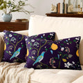 MUSSEL Purple Floral Pillow Covers 12x20 Set of 2, Velvet Wild Flower Plant Throw Pillows Case, Square Farmhouse Decor Cushion Covers for Home Sofa Bed Couch