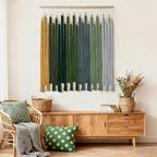 KHOYIME Macrame Wall Hanging Large Boho Home Decor Aesthetic, Bohemian Green Tassels Tapestry Modern Handmade Artwork Chic Wall Art Decorations for Living Dining Room Bedroom Nursery Office 38.5"x43"