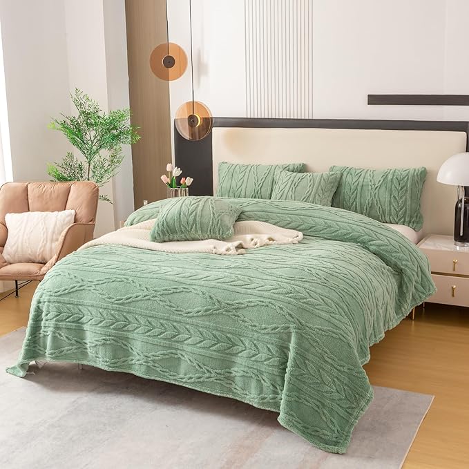YUSOKI Queen Size Blanket Single Layer,Weight(4.4lb),370GMS-3D Stylish Design for Gift Home Decor (Sage Green,90"x90")