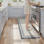 KIMODE Anti Fatigue Kitchen Mats for Floor, Farmhouse Rugs for Kitchen Floor, Cushioned Kitchen Floor Mat Non Slip, Comfort Memory Foam Standing Mat for Laundry Office Sink Desk Blue 24"x59"