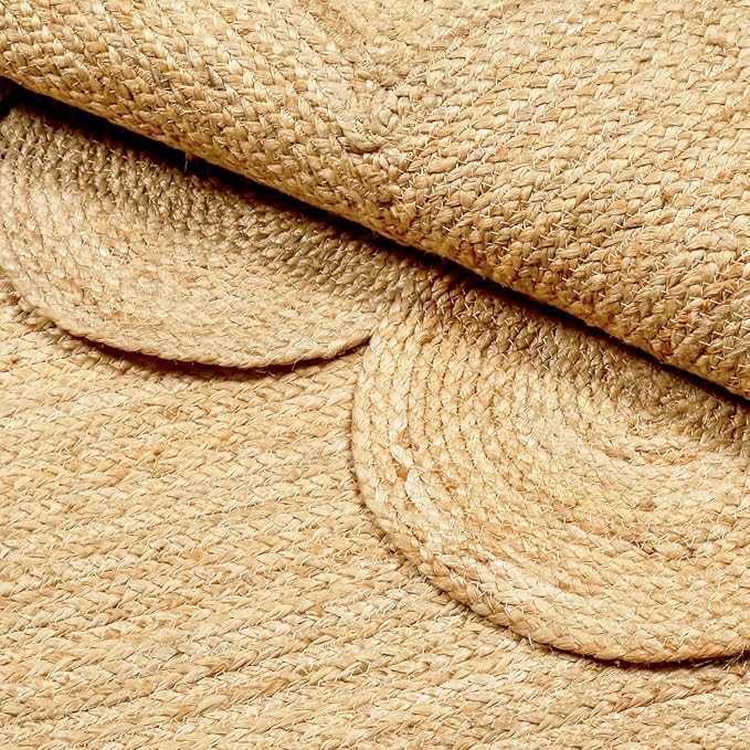 MDS 1 PC Handwoven Braided Jute Area Rug 2ft x 3ft Rectangle Scalloped Edge, 100% Natural Jute Rustic Farmhouse Reversible Accent Rug for Bedroom Living Room Hallway Entryway Office Kitchen (2' x 3')