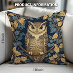 YOU FOUND ME William Morris Abstract Vintage Floral Velvet Owl Design Throw Pillow Covers Home Decor, Retro Art Decor Pillowcase Cushion Cover for Bed Sofa Living Room, Square 18x18inch (Owl)