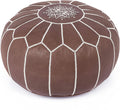 Marrakesh Gallery Genuine Leather Round Pouf Unstuffed - Moroccan Ottoman Footstool, Footrest Cover - Boho Decor - Bohemian Living Room, Bedroom, Kids Room, Gift & Wedding