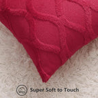decorUhome Spring Euro Sham Throw Pillow Covers 24x24 Inch Set of 2, Soft Plush Faux Fur Wool Red Accent Couch Pillow Covers for Modern Farmhouse Bed Sofa Living Room