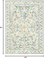 Lahome Boho Rugs for Living Room 5x7, Machine Washable Area Rugs Non-Slip, Vintage Floral Soft Kids Bedroom Carpet Rug for Home Girls Playroom Foyer Entryway, Beige/Multi