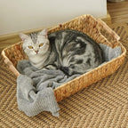 StorageWorks Hand-Woven Storage Baskets with Wooden Handles, Water Hyacinth Wicker Baskets for Organizing, 2 Pack