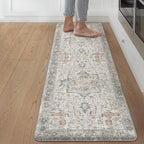 GENIMO Kitchen Mats for Floor, Washable Anti Fatigue Mat for Cushioned, Waterproof Kitchen Rugs, 17.3"x59", Non Slip Comfort Standing Mat Rug for Home, Runner, Sink, Office, Laundry, LightTaupeBrown