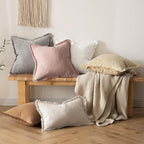 MIULEE Decorative Throw Pillow Covers Neutral Linen Fringe Throw Pillows Set of 2 White Boho Farmhouse Cushion Covers with Tassels for Couch Sofa Bed Living Room Spring Home Decor 20x20 Inch