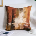 Qahing Burnt Orange Abstract Pillow Covers 16x16 Abstract Rust Art Painting Decorative Throw Pillowcase Modern Artwork Square Couch Cushion Cover for Living Room Sofa Accent Home Decor, Set of 2