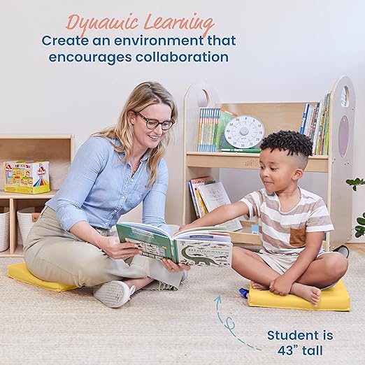 ECR4Kids SoftZone Square Floor Cushions with Handle, Flexible Seating, Yellow, 6-Piece