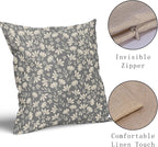 Grey Gray Pillow Covers 16x16 Set of 2 Vintage Floral Rustic Old Style Cute Flower Print Decorative Outdoor Pillowcases Seasonal Farmhouse Throw Cushion Case Decor for Couch Sofa Bed
