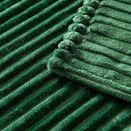 MIULEE Fleece Throw Blanket for Couch 300GSM Super Soft Lightweight Plush Striped Throws, Dark Green Warm Cozy Breathable Ribbed Blanket for Bed/Sofa, Twin Size 60"x80"