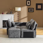 VINGLI 111" Convertible Modular Sectional Sofa,Comfortable L Shaped Reversible Couch with Ottoman, Removable 3 Seater Boneless Modern Couch, Durable Chenille Cloud Sofa for Living Room,Grey
