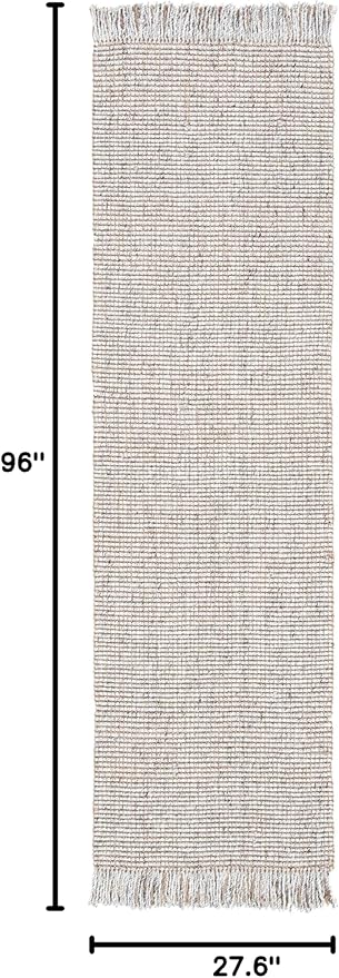 SAFAVIEH Natural Fiber Collection Runner Rug - 2'3" x 8', Silver & Natural, Handmade Woven Fringe Jute, Ideal for High Traffic Areas in Living Room, Bedroom (NF826G)