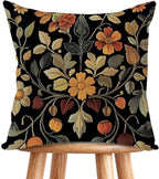 William Morris Abstract Vintage Print Floral Velvet Design Throw Pillow Covers Home Decor, Retro Art Decor Pillowcase Cushion Cover for Bed Sofa Living Room, Square 18x18inch (Black-Floral2)