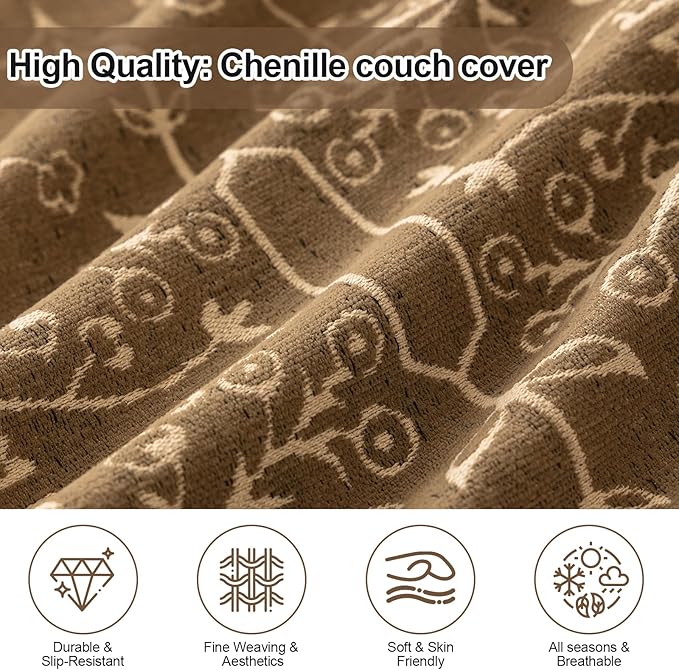ROOMLIFE Couch Cover Boho Sofa Covers for 3 Cushion Couch Washable, Furniture Protector Sofa Couch Cover for Dogs, Soft Breathable Sofa Slipcover, Couch Throw Blankets with Tassels 71''X134''
