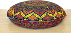 CRAFT KALA 24 Inch Meditation Floor Pillows Round Pillow Seating for Hippie Decorative Adults Bohemian Mandala Circle Floor Cushion Outdoor Yoga Living Room Throw Ottoman Poufs Cover (New Blue Ombre)