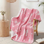 WRENSONGE Throw Blanket Diamond Bowknot Pink Soft Cozy Fluffy Warm Throw for Couch Sofa Bed Camping Picnic Travel Lightweight - 50"*60"