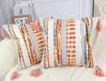 Boho Throw Pillow Covers 18x18 Aesthetic Neutral Boucle Couch Pillow Cover Rainbow Striped Decorative Accent Pillow Case for Couch Bed Sofa Farmhouse Bedroom,Modern Funky,Set of 2 Red