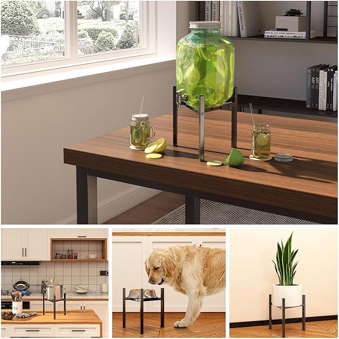 Plant Stand Indoor Adjustable, Metal Modern Plant Stand, Heavy Duty Stable Plant Pot Flower Holder Indoor Outdoor Corner, Fit 8 9 10 11 12 inch Pots, Black