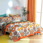 MSGKV Cotton Throw Blanket for Couch Bed 90''x98'', Floral Soft Farmhouse Blanket Spring Decorative Quilt Gifts for Women Muslin