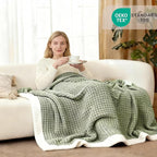 WRENSONGE Pineapple Stitch Throw Blanket, Sage Green Soft Cozy Fluffy Warm Hand Made Throw Blankets for Couch, Sofa, Chair, Bed, Camping, Picnic, Travel Lightweight Bed Blanket - 60"*80"