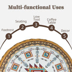 Unstuffed Pouf Cover Ottoman Footrest Bohemian Chenille Foot Stool Floor Bean Bag 20x8 Inches for Living Room Bedroom Home Decor (Mustard Yellow, Round)