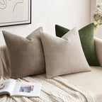 MIULEE Pack of 2 Olive Green Decorative Pillow Covers 18x18 Inch Soft Chenille Couch Spring Throw Pillows Farmhouse Cushion Covers for Home Decor Sofa Bedroom Living Room