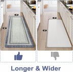 KIMODE Anti Fatigue Kitchen Mats for Floor, Farmhouse Rugs for Kitchen Floor, Cushioned Kitchen Floor Mat Non Slip, Comfort Memory Foam Standing Mat for Laundry Office Sink Desk Blue 24"x59"
