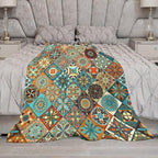 Vintage Boho Floral Throw Blanket Mandala Colorful Bohemian Flowers Art Pattern Blanket for Sofa Bed Couch Chair Or Dorm 30"x40"
