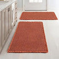 MIULEE Orange Set of 2 Waffle Bathroom Rugs, Boho Bath Rugs Non Slip Washable, Super Absorbent Bath Mats, Ultra Soft Rubber Backed Shower Mats for Bathroom Floor, Tub and Shower, 24x36 Inch