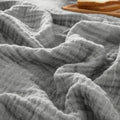 PHF 100% Cotton Muslin Throw Blanket 50" x 60", 4-Layer Lightweight Gauze Throw, Breathable Cloud-Soft Minimalist Blanket for Bed, Couch, Camping & Baby, Grey, Ideal Gift