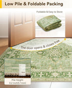Area Rugs 2'6''x8' Runner Rug Non Slip Washable for Kitchen Hallway Bedroom Beside Laundry Room Bathroom Rug, Floor Carpet, Sage Green Yellow