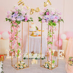 Gold Stand Wedding Centerpieces for Tables - 39.4in Tall Vases for Centerpieces, 2 Pcs Metal Column Flower Stand, Rectangular Flower Display Rack, Wedding Decorations for Tables, Party, Events, Home