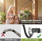 Heavy Duty Hanging Plant Bracket: 50lbs Weight Capacity - Black Metal Plant Hangers for Outside, 16 Inch Outdoor Wall Hooks for Large Bird Feeder, Lanterns, Wind Chimes, Flower Baskets