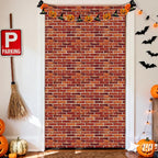 Large Brick Wall Backdrop Tapestry for Christmas, Faux Brick Backdrop Wall Covering Removable Red Tablecloth, Medieval Castle Stone Photo Scene Setter for Winter Curtains Door Decor (51" X 90")