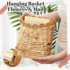 Honeydak Hanging Basket for Front Door 10.2" H Scalloped Water Hyacinth Woven Wall Mounted Organizer Handmade Storage for Flowers, Mails, Small Plants, Farmhouse, Garden, Fall Thanksgiving Decoration