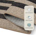 Lahome Enfys Modern Geometric Easy Jute Outdoor Rug, 3x5 Black Washable Kitchen Rugs for Bedroom Thin Non Slip Indoor Door Mat, Non Slip Farmhouse Carpet for Office Patio