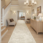 Hallway Runner 3x14 - Runner Rugs 14ft Washable Entryway Rug Vintage Kitchen Runners Non Slip Indoor Rug Farmhouse Carpet Runner for Bathroom Living Room Bedroom, Beige