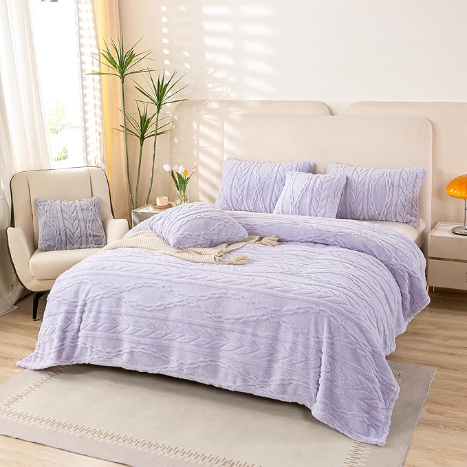 YUSOKI Queen Size Blanket Single Layer,Weight(4.4lb),370GMS-3D Stylish Design for Gift Home Decor (Lavender Fog,90"x90")