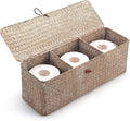 Seagrass Storage Basket for Bathroom - Wicker Toilet Tank Basket with Lid - Woven Storage Box for Organizing (Whitewash, 16.5" x 5.5" x 5.5")